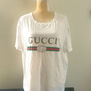 Gucci Large white T Shirt with Logo Made in Italy